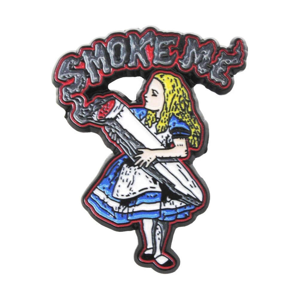 Alice Wonderland Parody Enamel Pin - Smoke Me- Funny Fantasy Book Pot NWT